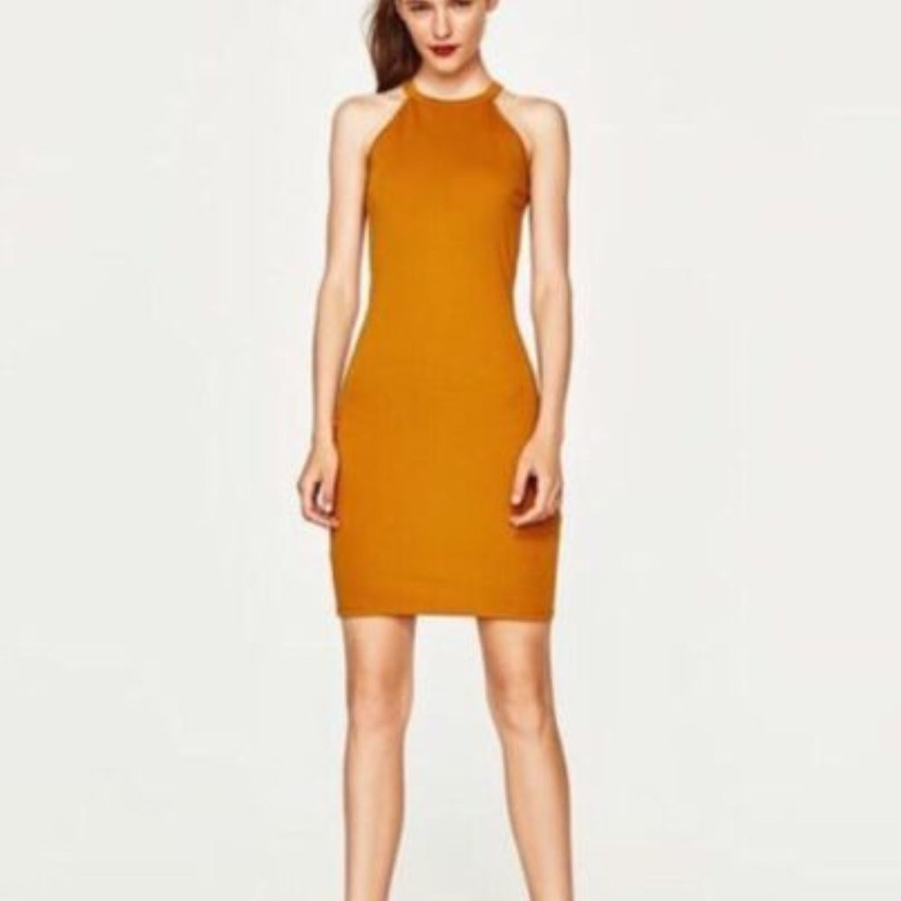 Zara | Deep Yellow Halter Tank Dress Size L